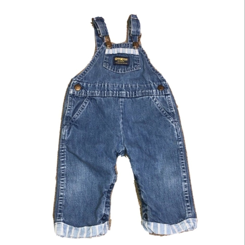 Vintage‎ Osh Kosh B’Gosh Vestbak Denim Bib Overalls 12 Months Stripe Detail USA